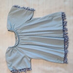 Girl's Arizona blue short sleeve pom pom top size Medium 10/12